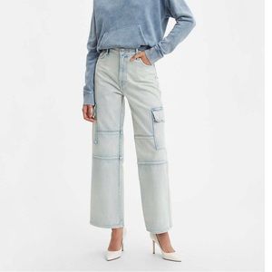 Levi's Light Wash Wide Leg Cargo Jeans